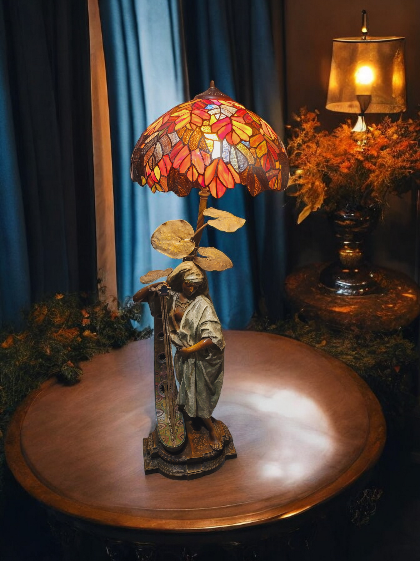 🔱Escultura De Bronce "Jeune Harpiste Arabique" de Louis Hottot - Una Obra Maestra en Venta🔱