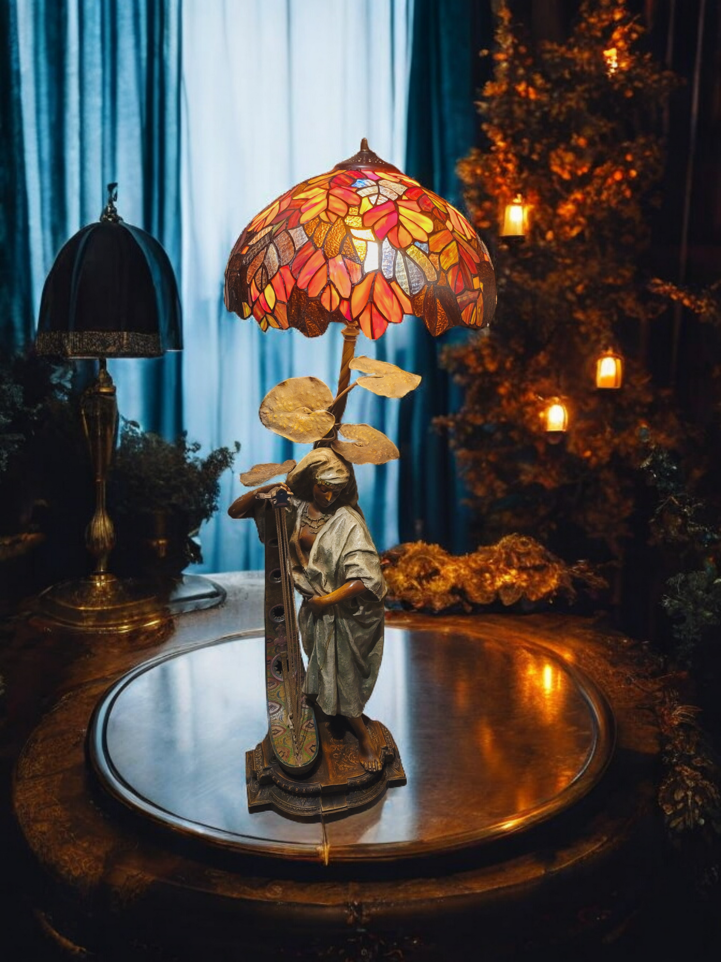 🔱Escultura De Bronce "Jeune Harpiste Arabique" de Louis Hottot - Una Obra Maestra en Venta🔱