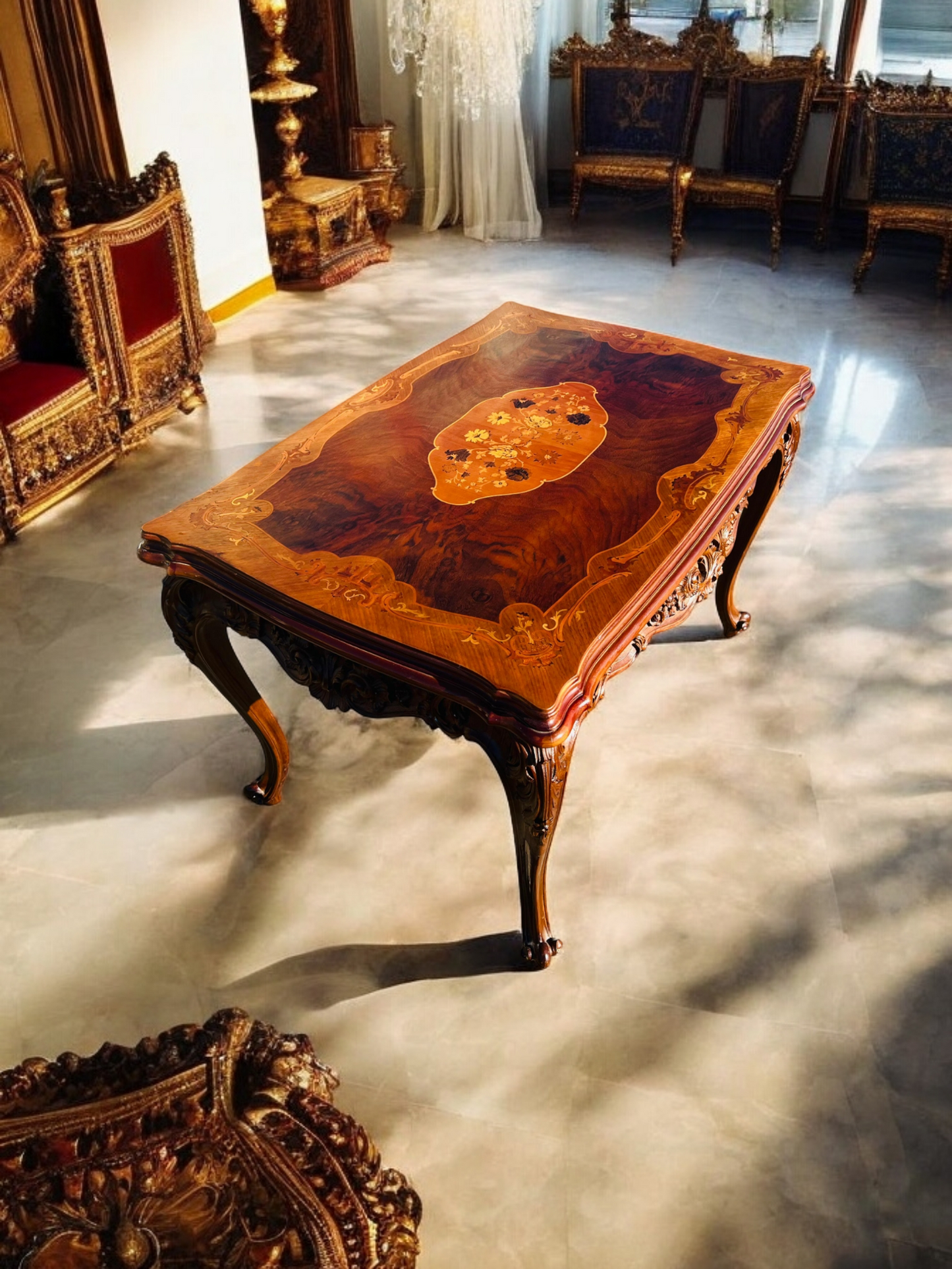 🌟 Antique Table With Inlaid Wood ✨