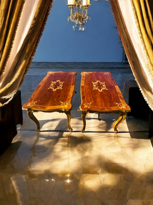 🌟Pair of Antique Side Tables with Inlaid Wood✨