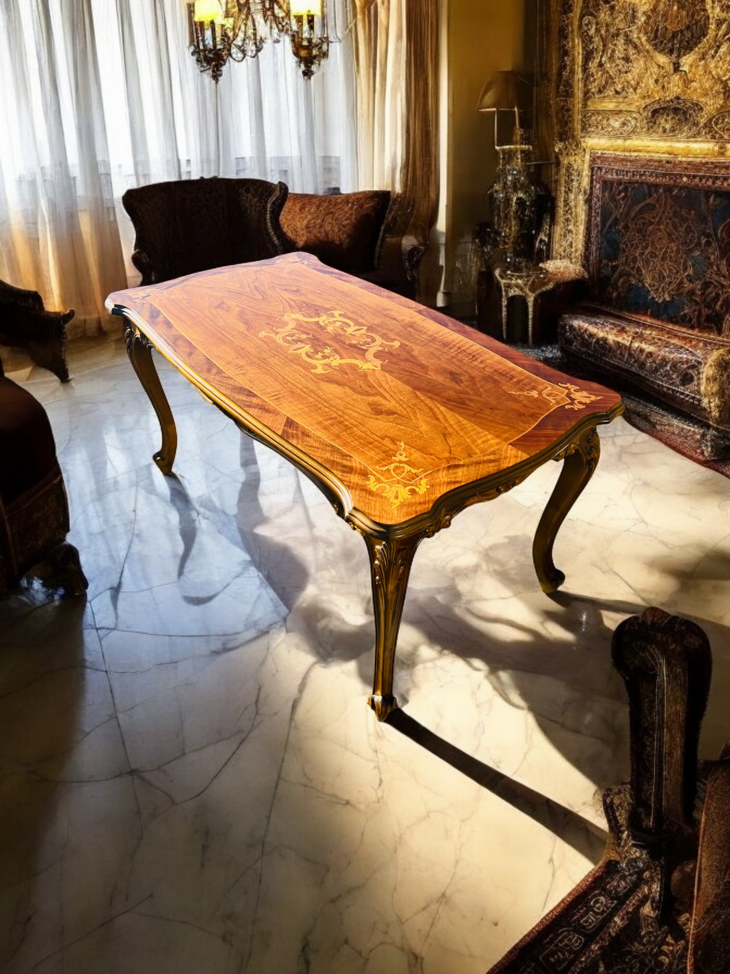 🌟Pair of Antique Side Tables with Inlaid Wood✨