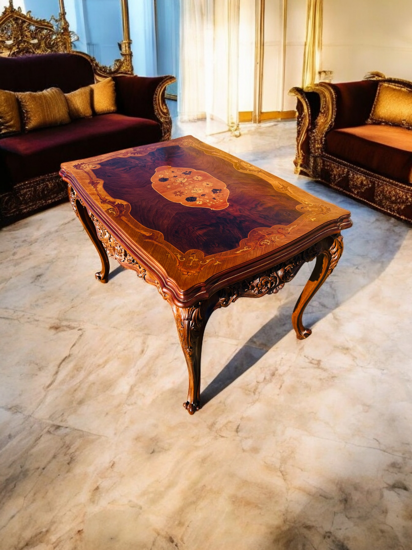 🌟 Antique Table With Inlaid Wood ✨