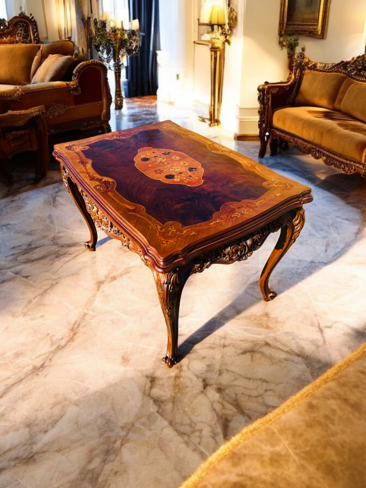 🌟 Antique Table With Inlaid Wood ✨