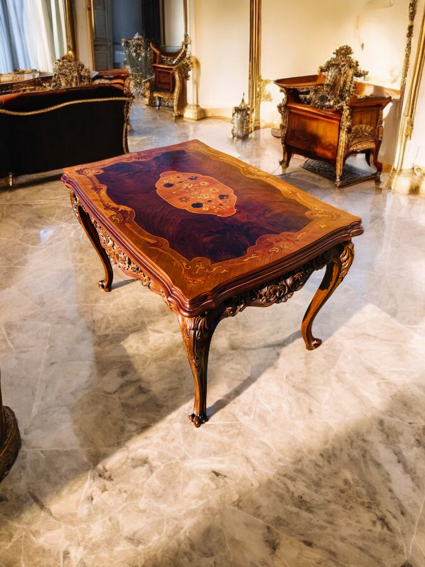 🌟 Antique Table With Inlaid Wood ✨