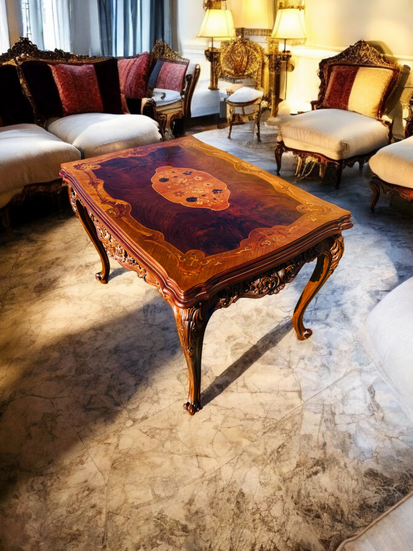 🌟 Antique Table With Inlaid Wood ✨
