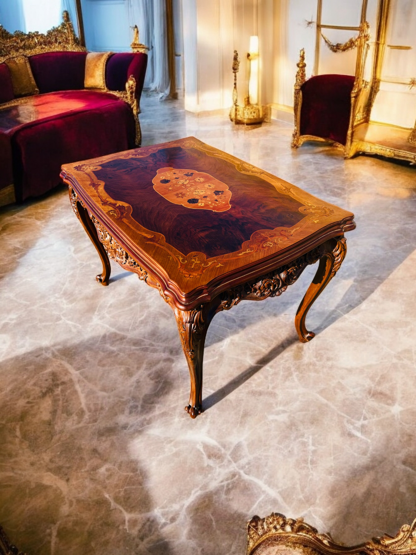 🌟 Antique Table With Inlaid Wood ✨
