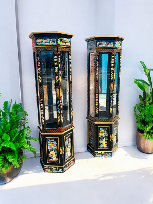 🎎 🏯🎎 Elegant Pair of Oriental Display Cabinets 🎎 🏯🎎