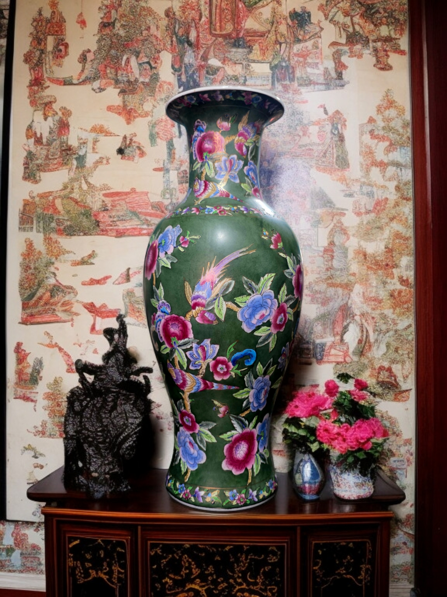 🇨🇳 ✨ Jarron Oriental de Porcelana Fina – Obra Maestra de Color y Detalle ✨🇨🇳