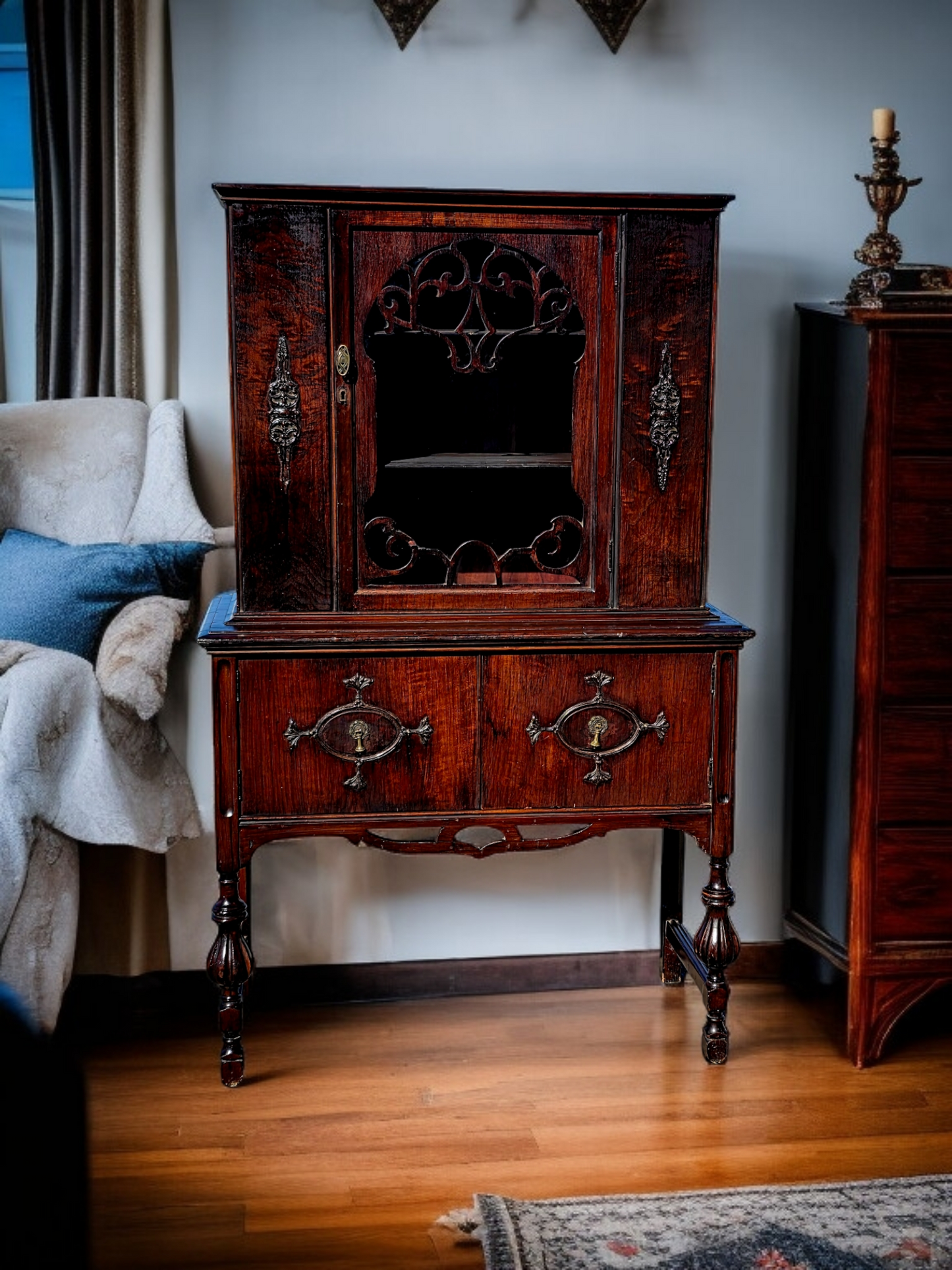 📜🏛️ 📜Vitrina Antigua de Madera De Caoba – Elegancia Centenaria📜🏛️ 📜