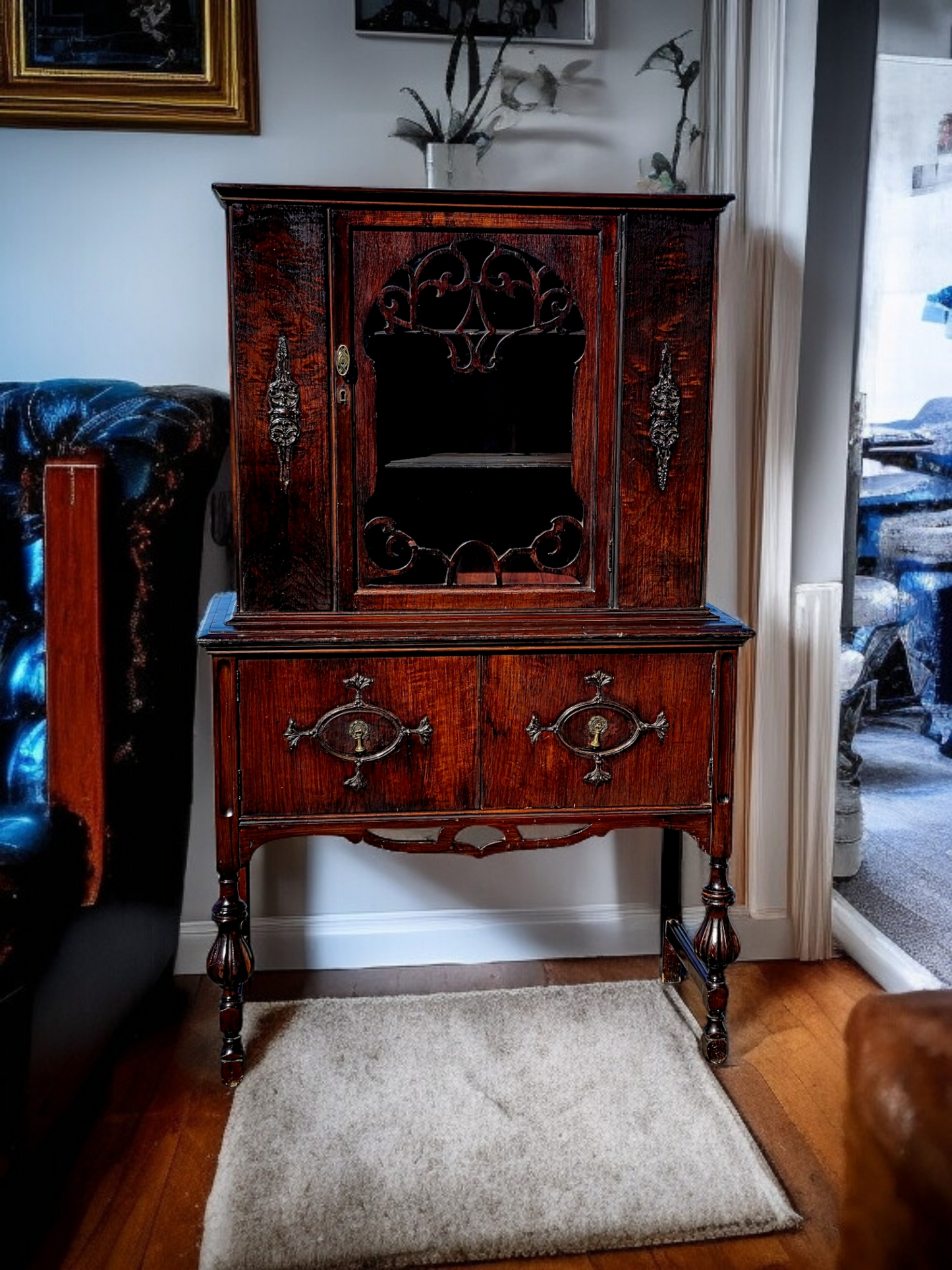 📜🏛️ 📜Vitrina Antigua de Madera De Caoba – Elegancia Centenaria📜🏛️ 📜