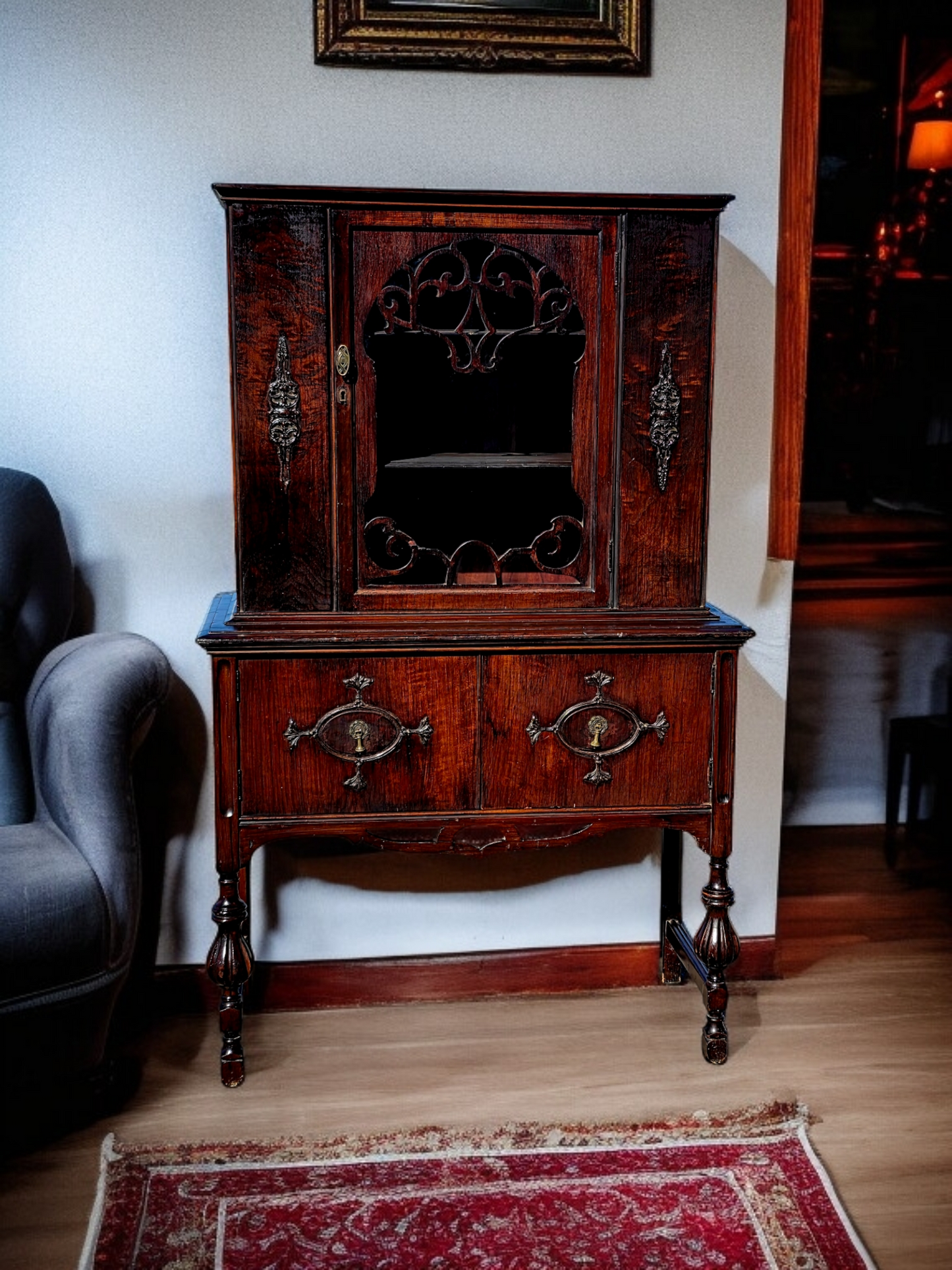 📜🏛️ 📜Vitrina Antigua de Madera De Caoba – Elegancia Centenaria📜🏛️ 📜