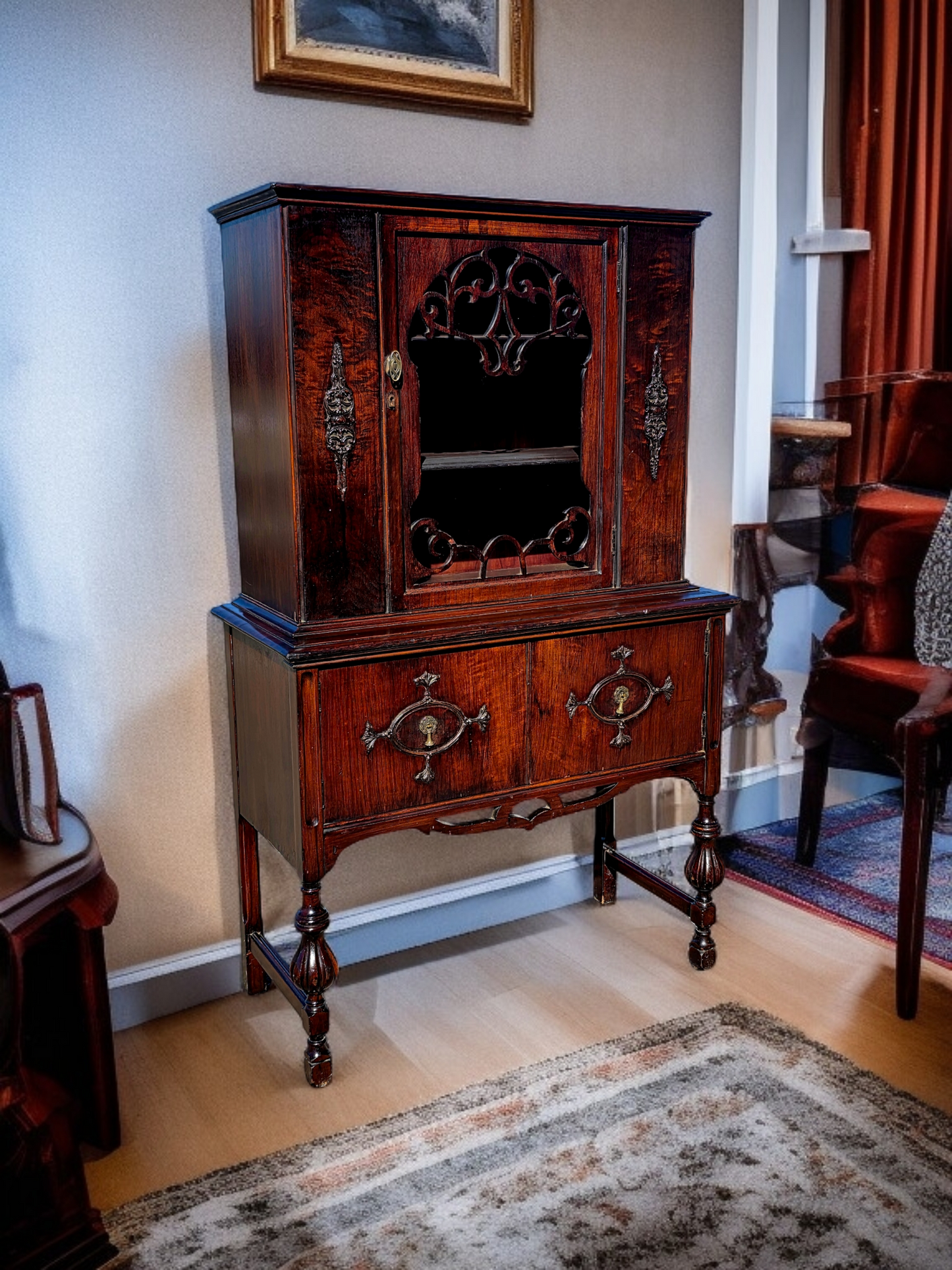 📜🏛️ 📜Vitrina Antigua de Madera De Caoba – Elegancia Centenaria📜🏛️ 📜