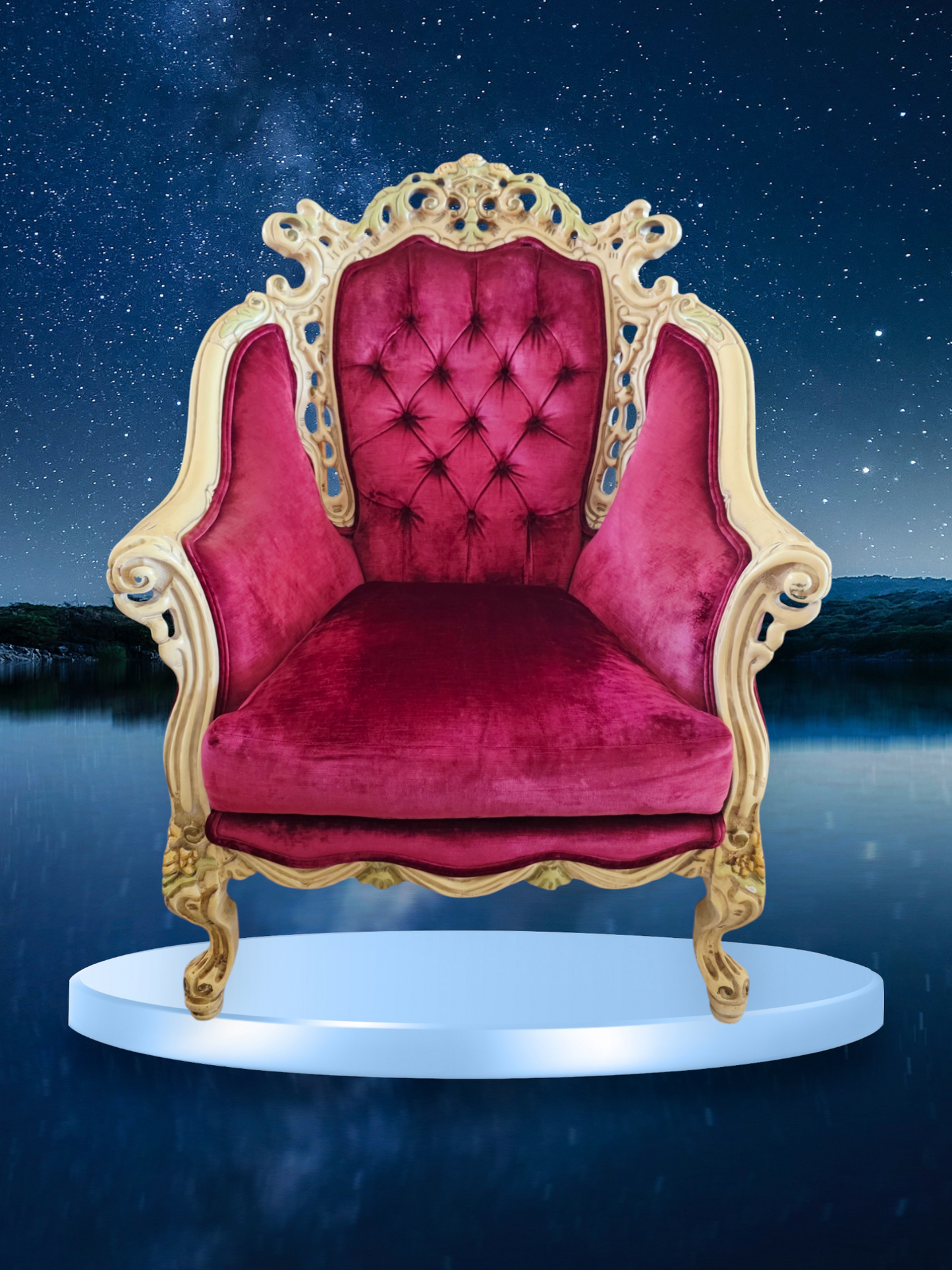 🎩 ✨ Sala de Epoca en Terciopelo Vino y Madera Tallada Color Marfil ✨🏛️