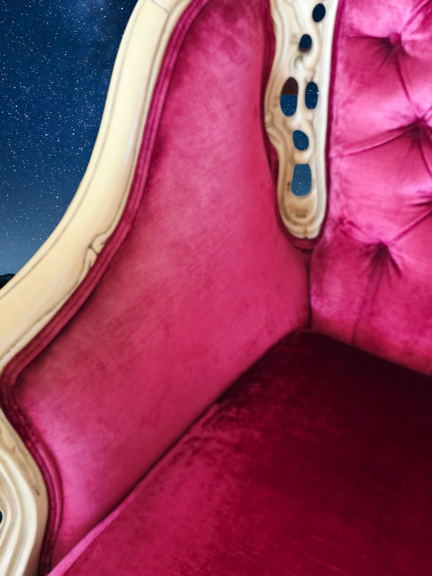 🎩 ✨ Sala de Epoca en Terciopelo Vino y Madera Tallada Color Marfil ✨🏛️