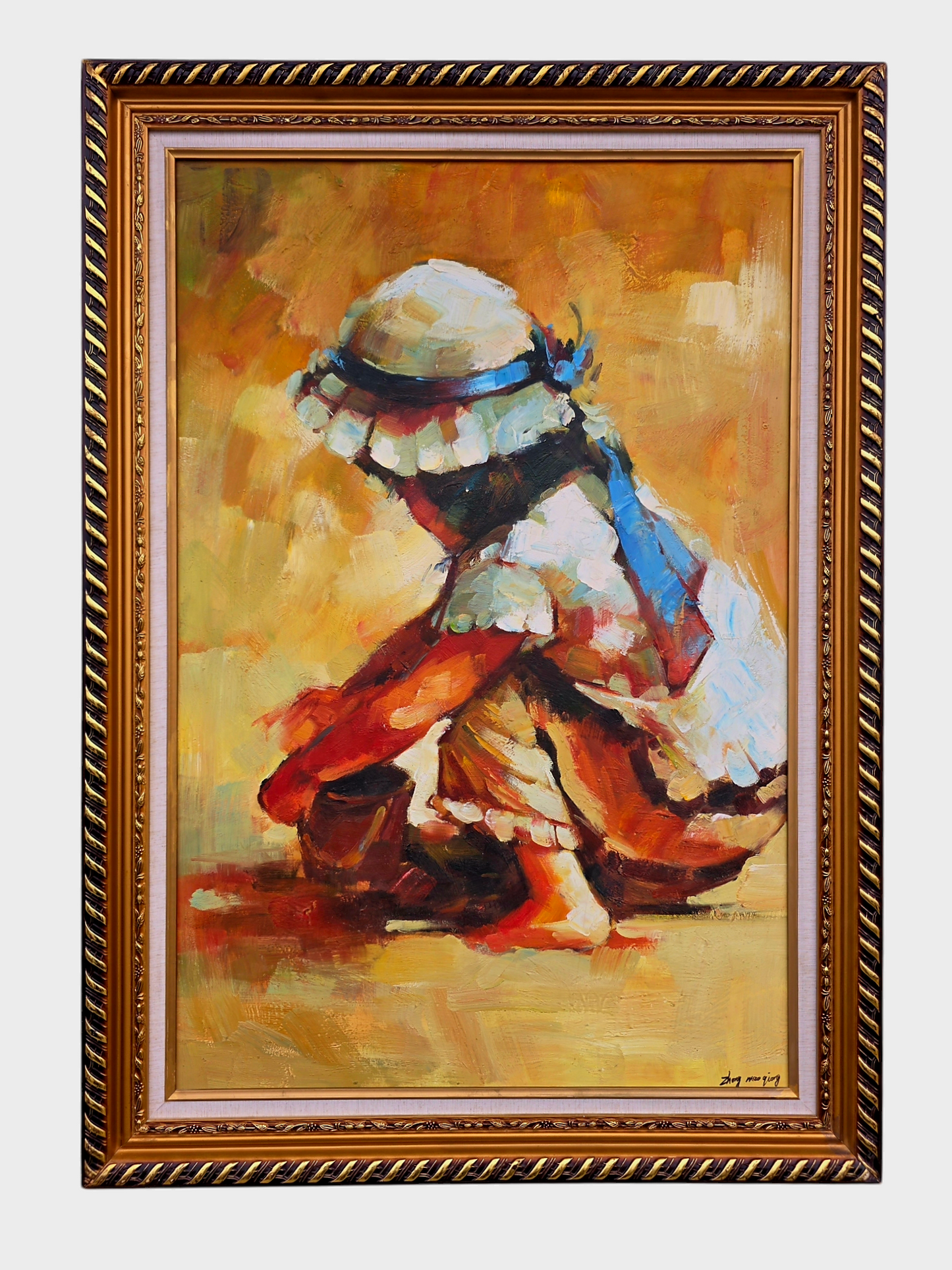 🌺 🖼️Oleo original firmado por Zhong Mao Qing🖌️🎨