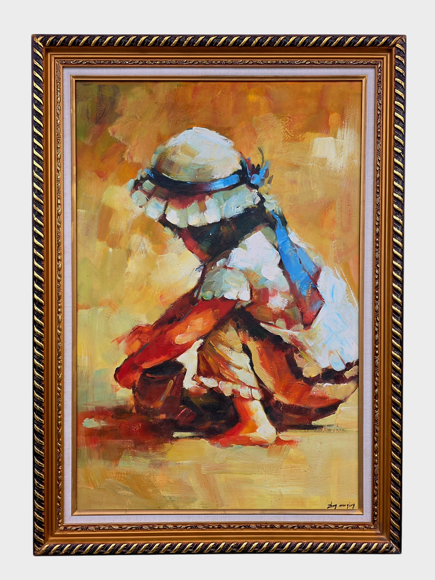 🌺 🖼️Oleo original firmado por Zhong Mao Qing🖌️🎨