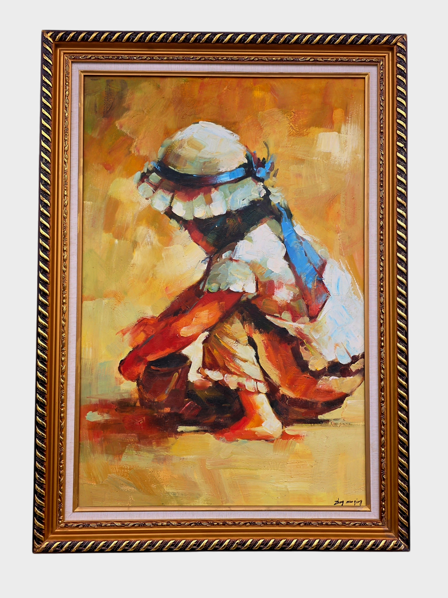 🌺 🖼️Oleo original firmado por Zhong Mao Qing🖌️🎨