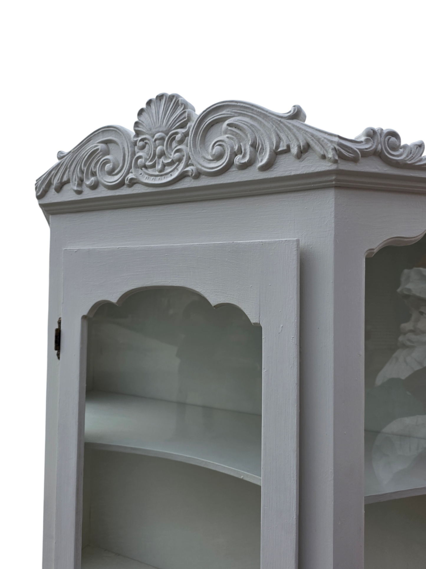 🏰 Vitrina De Madera - Blanco Perla Con Ornamentacion Clasica🏰