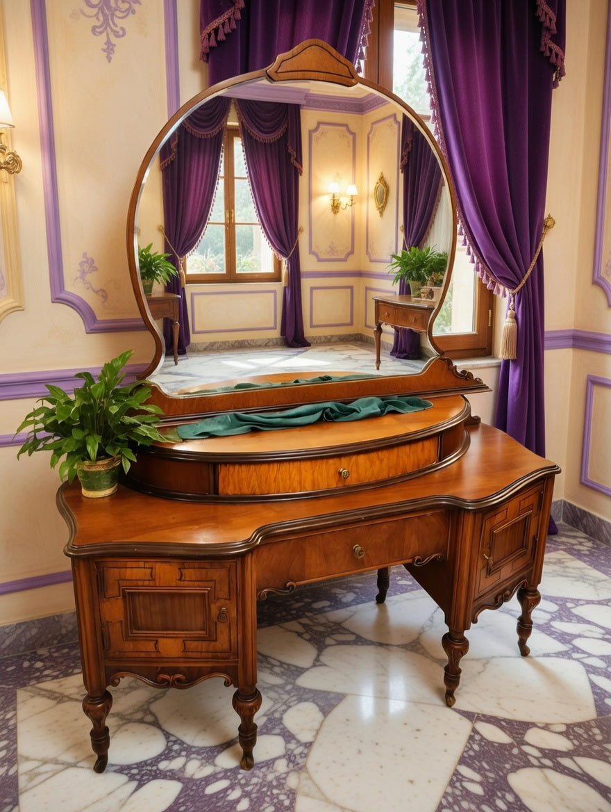 Louis XV Dressing Table with Mirror – Rococo Revival🌿