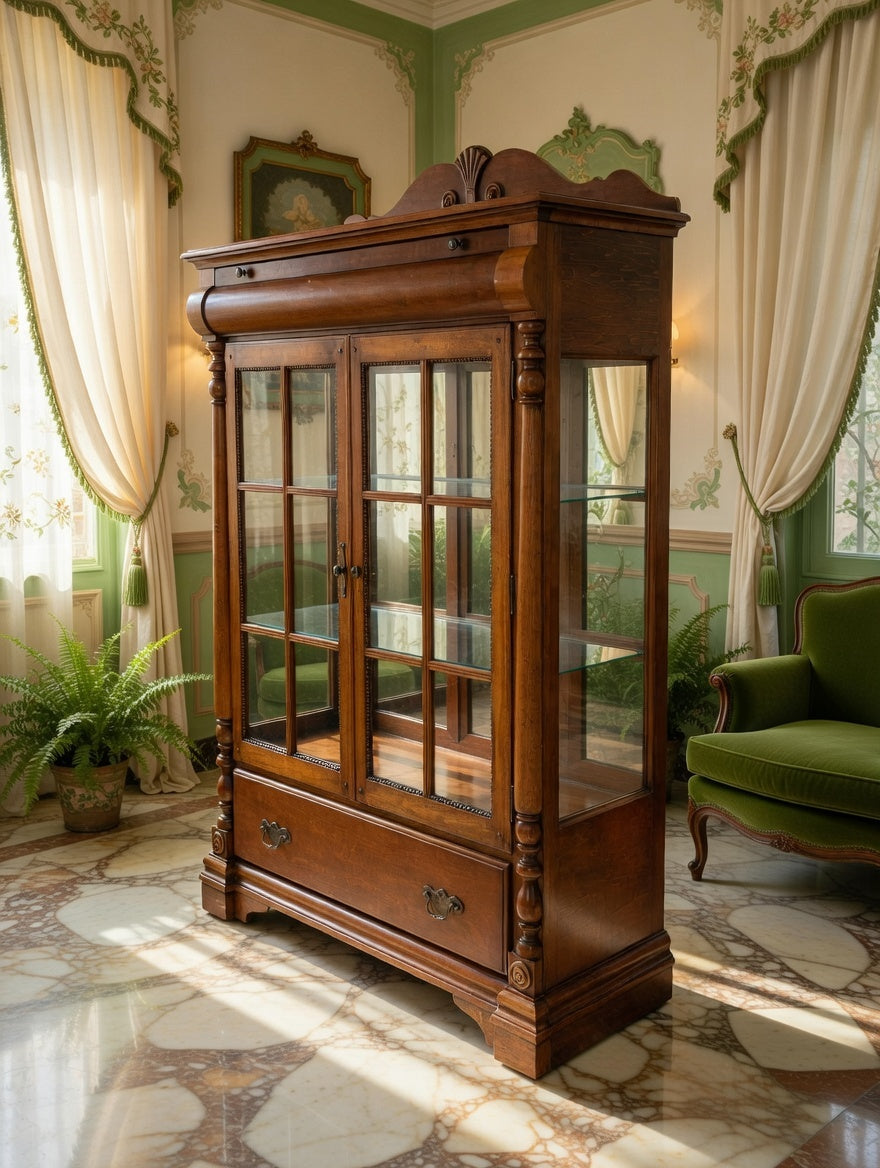 🏛️✨ Vitrina de Madera con Cristales ✨🏛️🪶