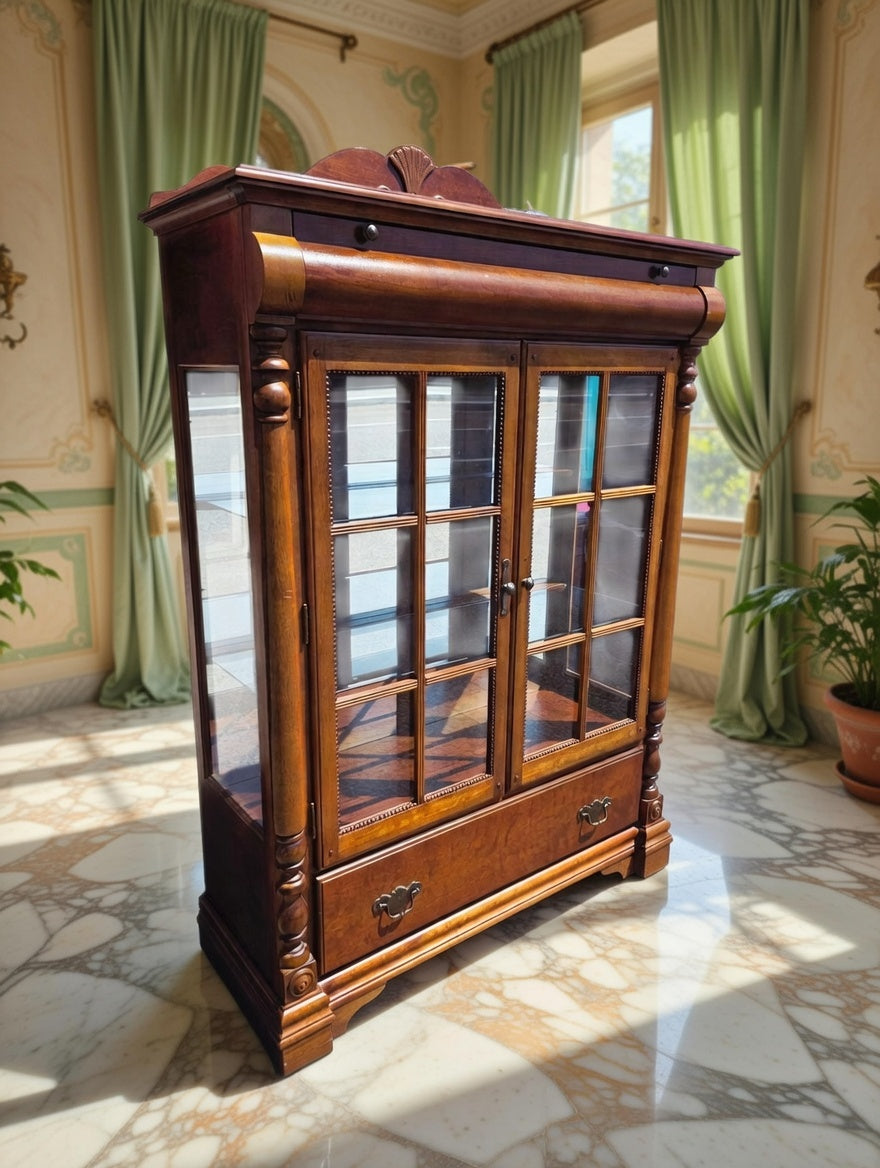 🏛️✨ Vitrina de Madera con Cristales ✨🏛️🪶