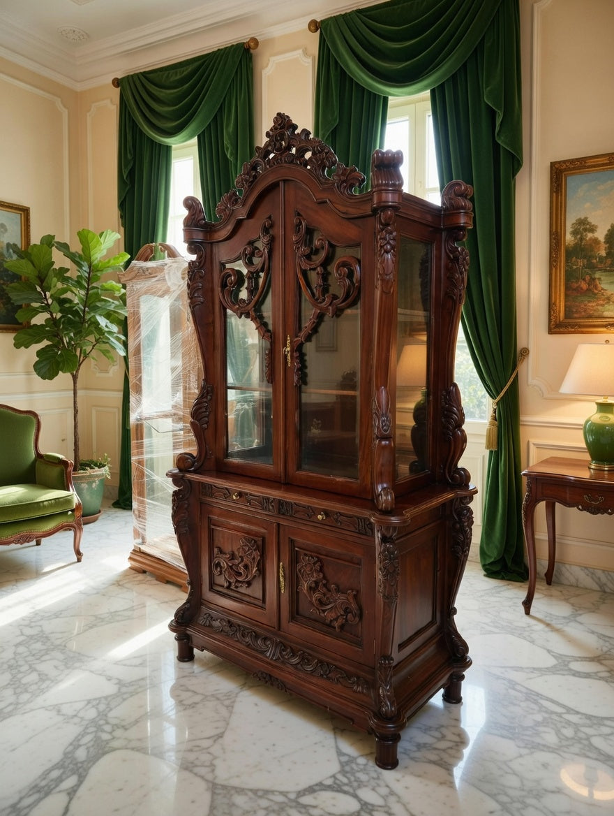 🌿🏛️🌿Vitrina Antigua Victoriana Tallada 🌿🏛️🌿
