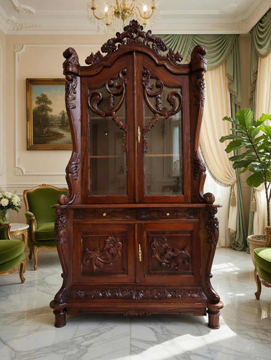 🌿🏛️🌿Vitrina Antigua Victoriana Tallada 🌿🏛️🌿