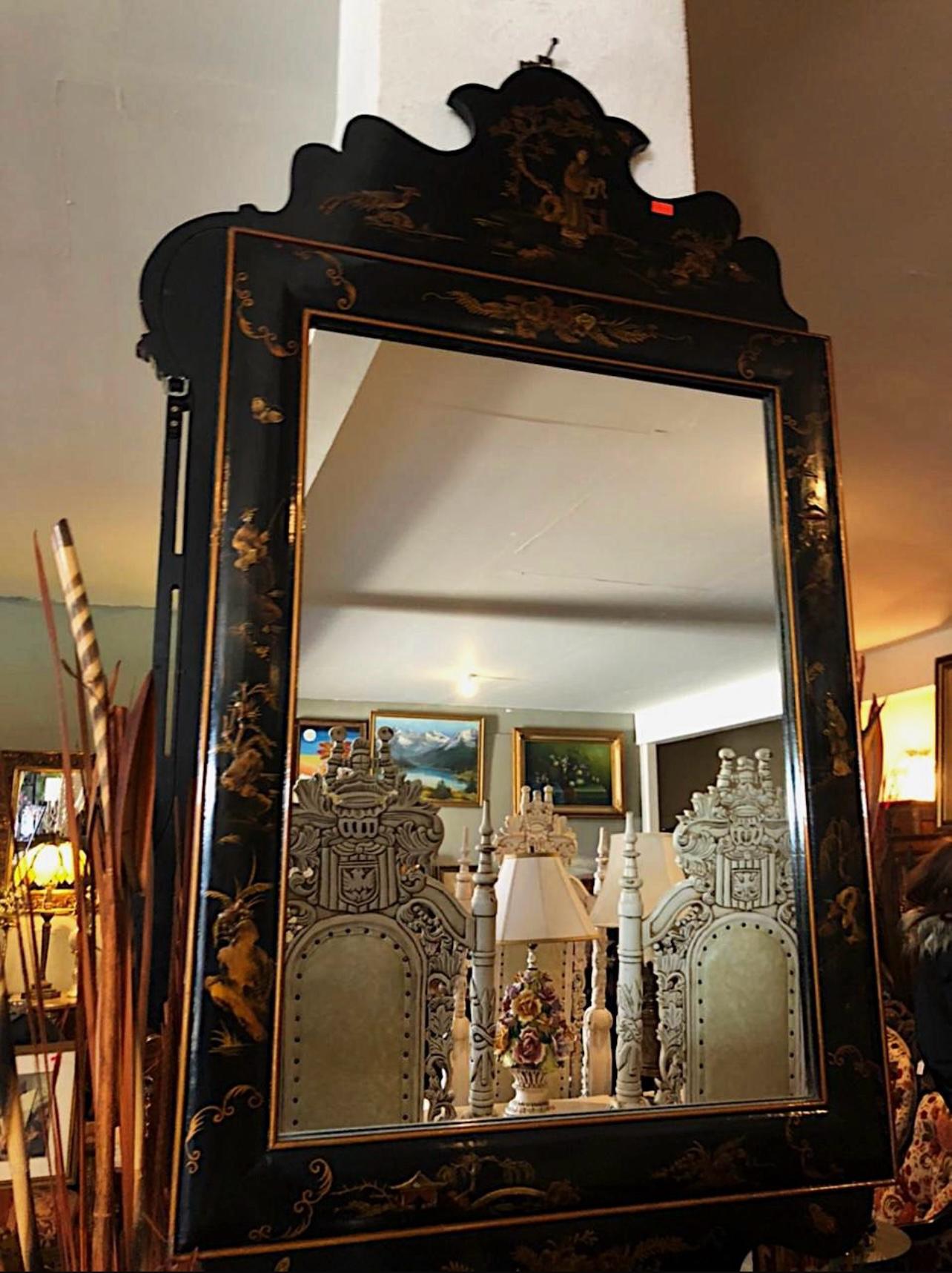 🪷Espejo oriental color negro con tonos color oro🪷