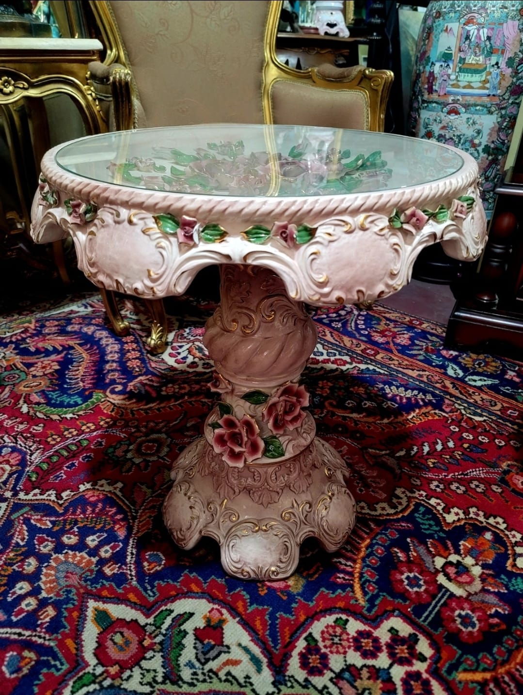 🌸Hermosa Mesa Decorativa Capo Del Monte con Diseño Floral en Venta🌸
