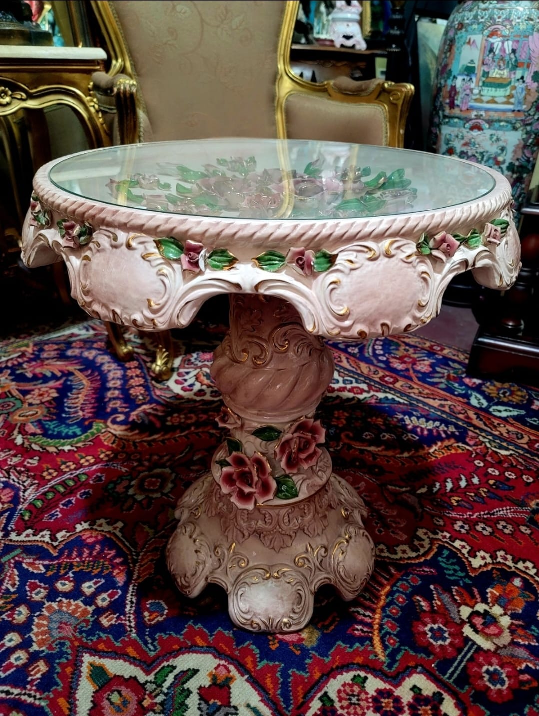 🌸Hermosa Mesa Decorativa Capo Del Monte con Diseño Floral en Venta🌸
