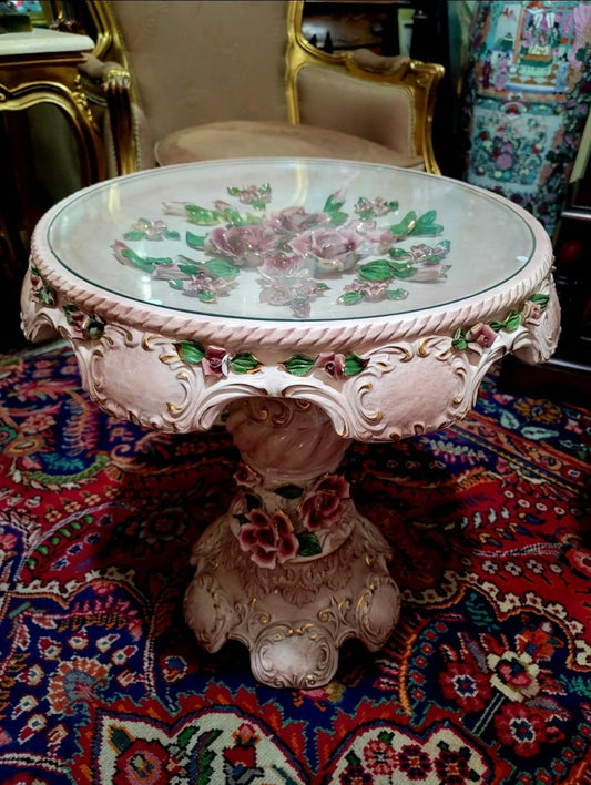 🌸Beautiful Capo Del Monte Decorative Table with Floral Design for Sale🌸