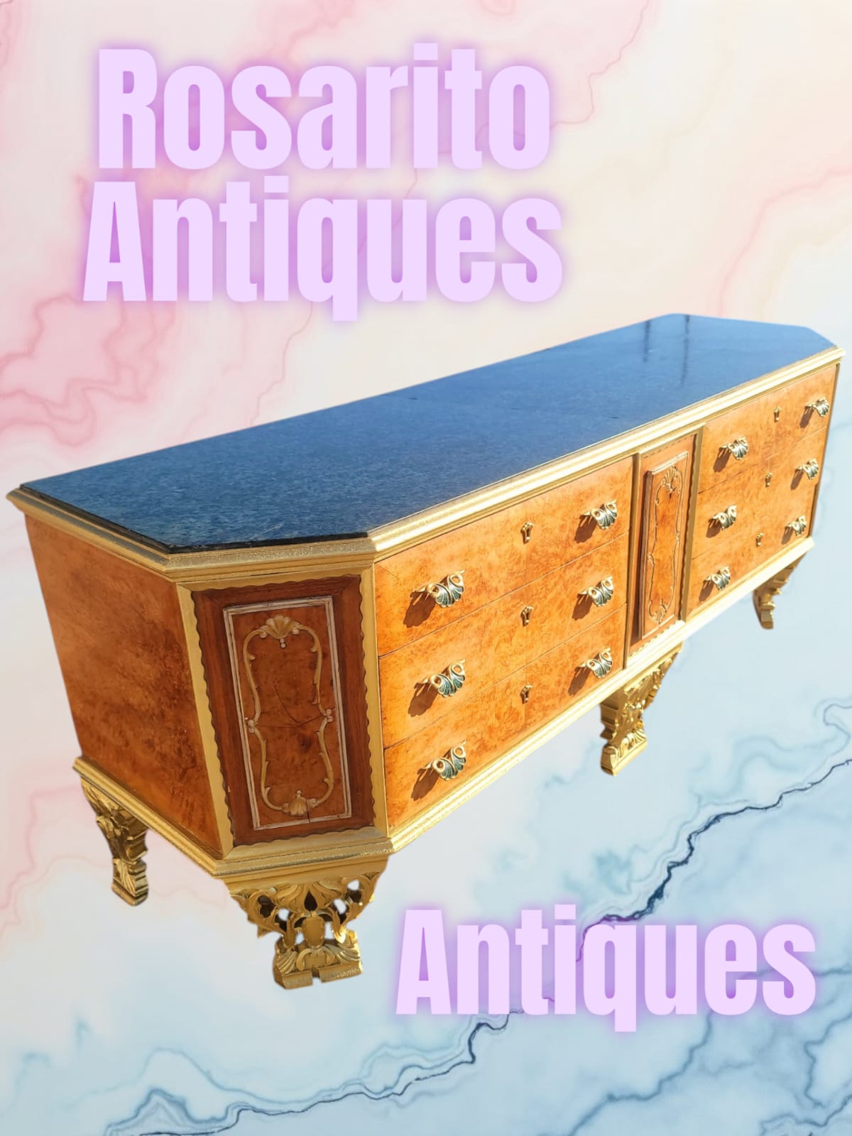 ✨Antique Chest of Drawers from the Early 1920s with Green Onyx Marble Top: A Treasure of Elegance at Rosarito Antiques✨