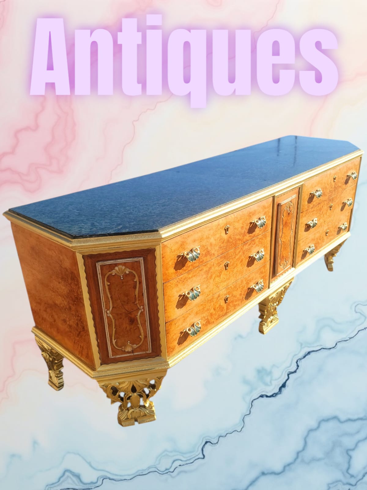 ✨Antique Chest of Drawers from the Early 1920s with Green Onyx Marble Top: A Treasure of Elegance at Rosarito Antiques✨