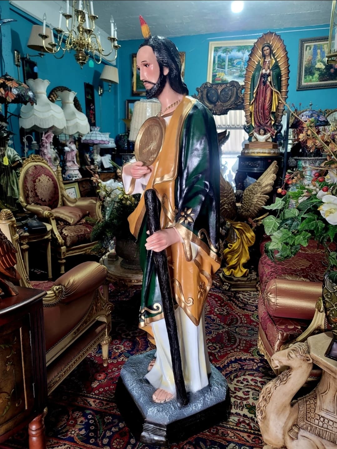 🗡️ 🪽Impresionante Escultura de San Judas Tadeo En Fibra De Vidrio Con Detalles Intricados🪽 🗡️