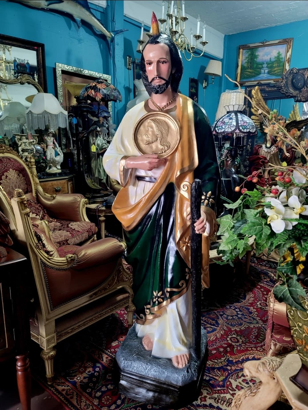 🗡️ 🪽Impresionante Escultura de San Judas Tadeo En Fibra De Vidrio Con Detalles Intricados🪽 🗡️
