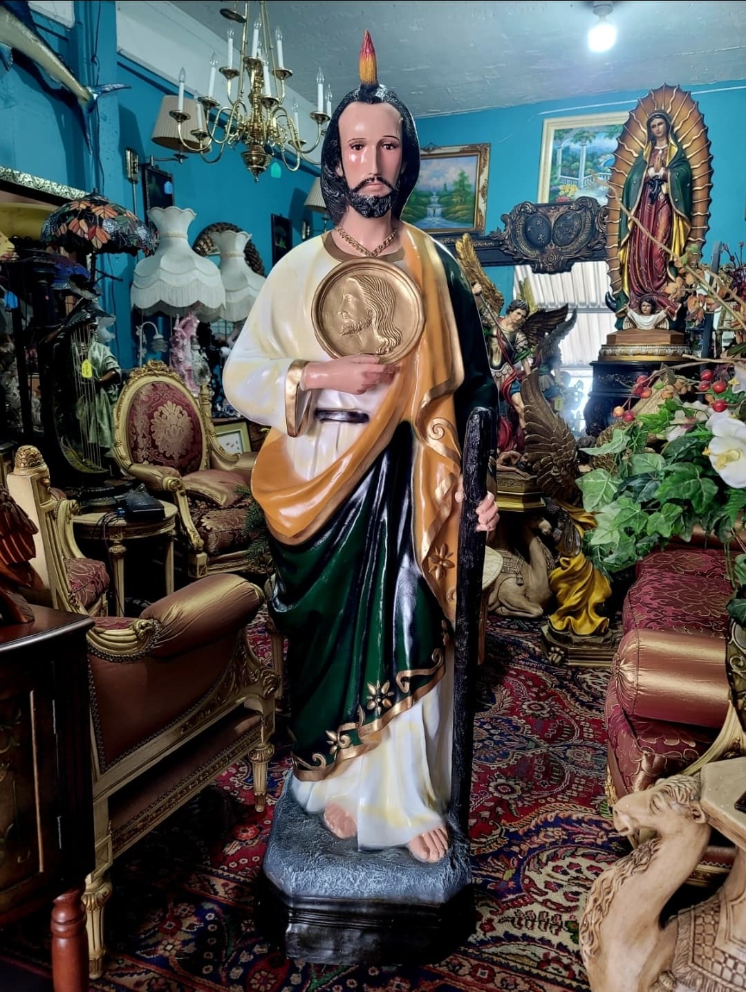 🗡️ 🪽Impresionante Escultura de San Judas Tadeo En Fibra De Vidrio Con Detalles Intricados🪽 🗡️