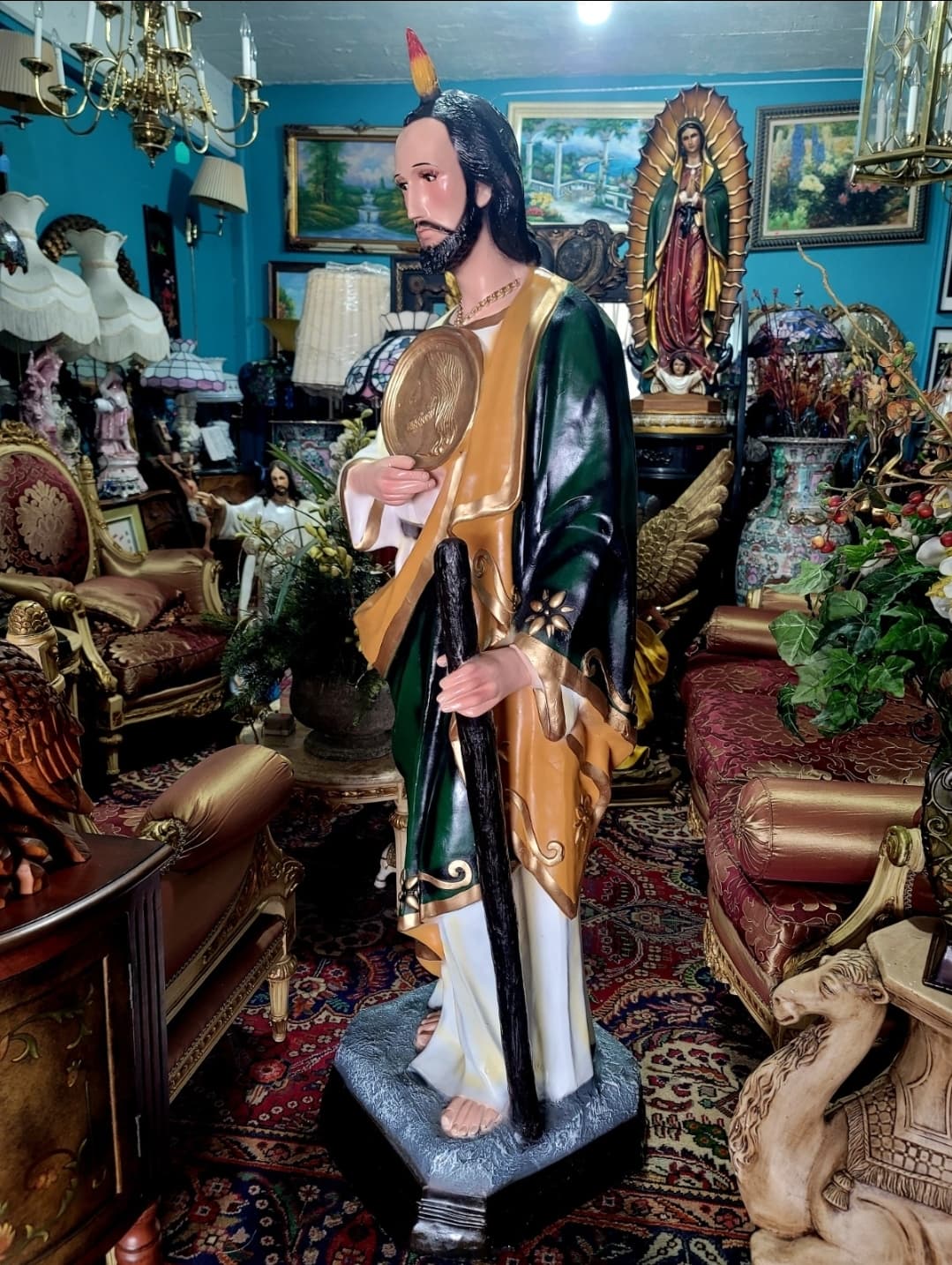 🗡️ 🪽Impresionante Escultura de San Judas Tadeo En Fibra De Vidrio Con Detalles Intricados🪽 🗡️