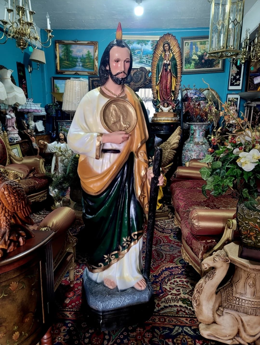 🗡️ 🪽Impresionante Escultura de San Judas Tadeo En Fibra De Vidrio Con Detalles Intricados🪽 🗡️