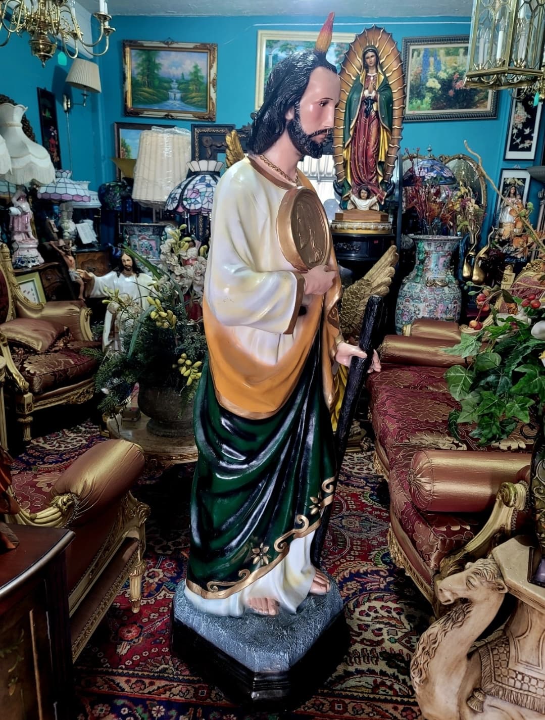 🗡️ 🪽Impresionante Escultura de San Judas Tadeo En Fibra De Vidrio Con Detalles Intricados🪽 🗡️