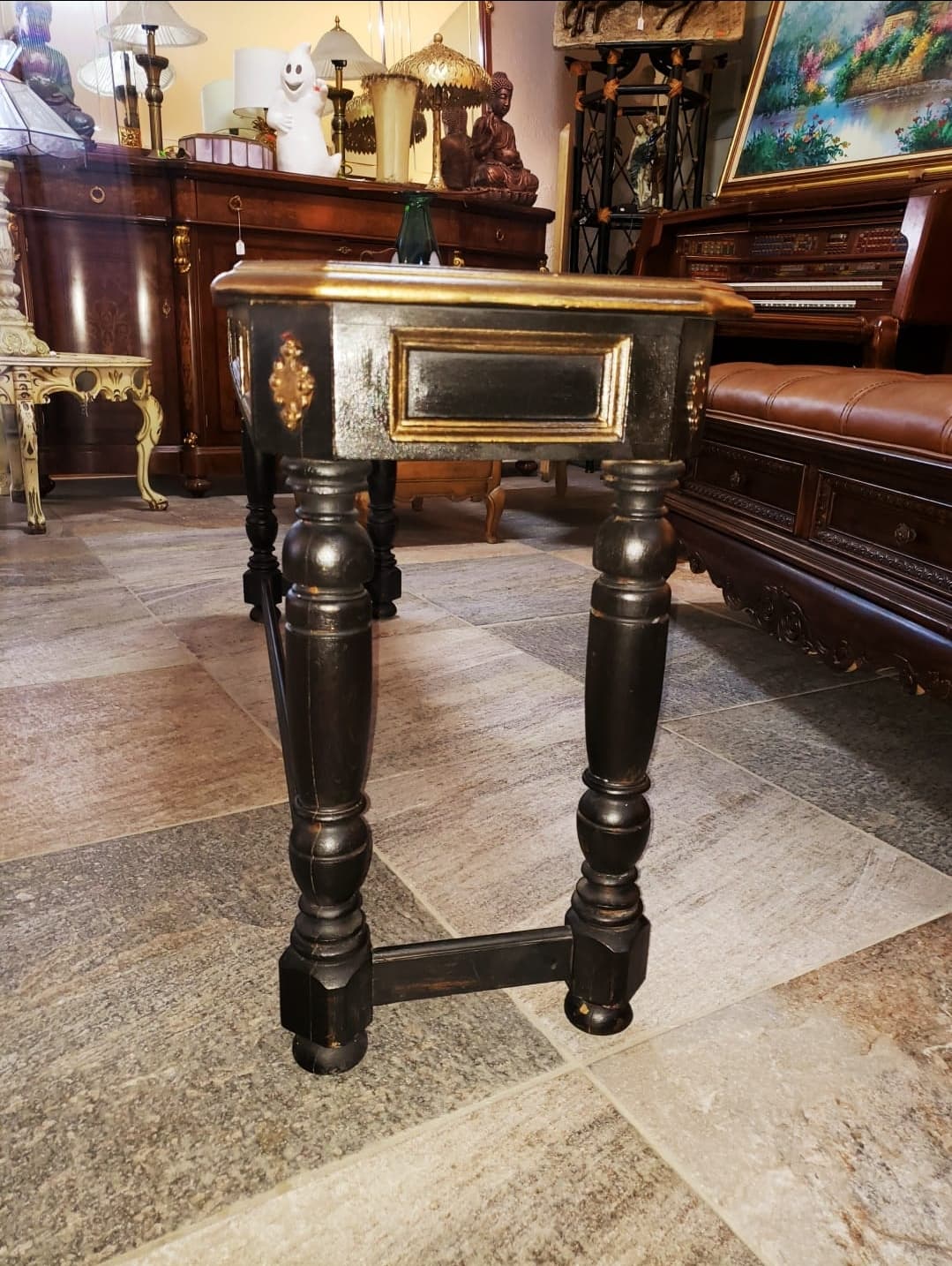 🍀🖤Credenza de madera en tonos color negro y oro antiguo🖤🍀