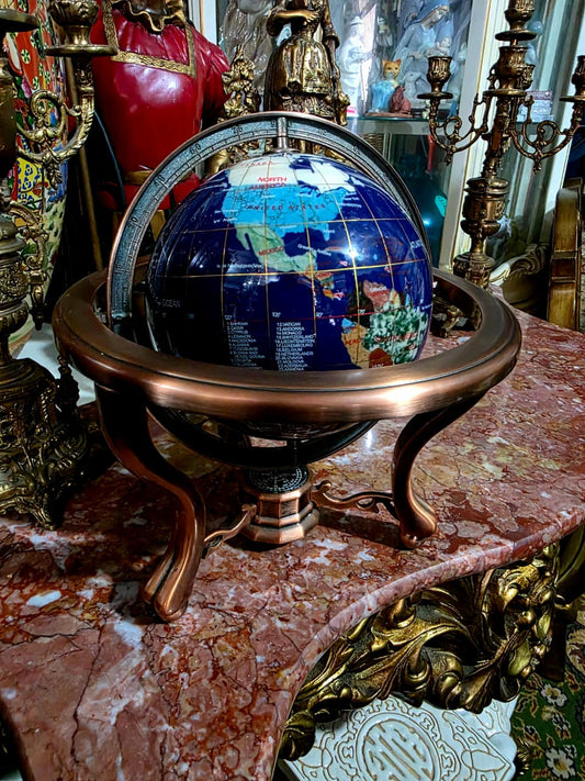 🌍 Globo Decorativo en Cobre – Elegancia Geográfica con Alma Clásica