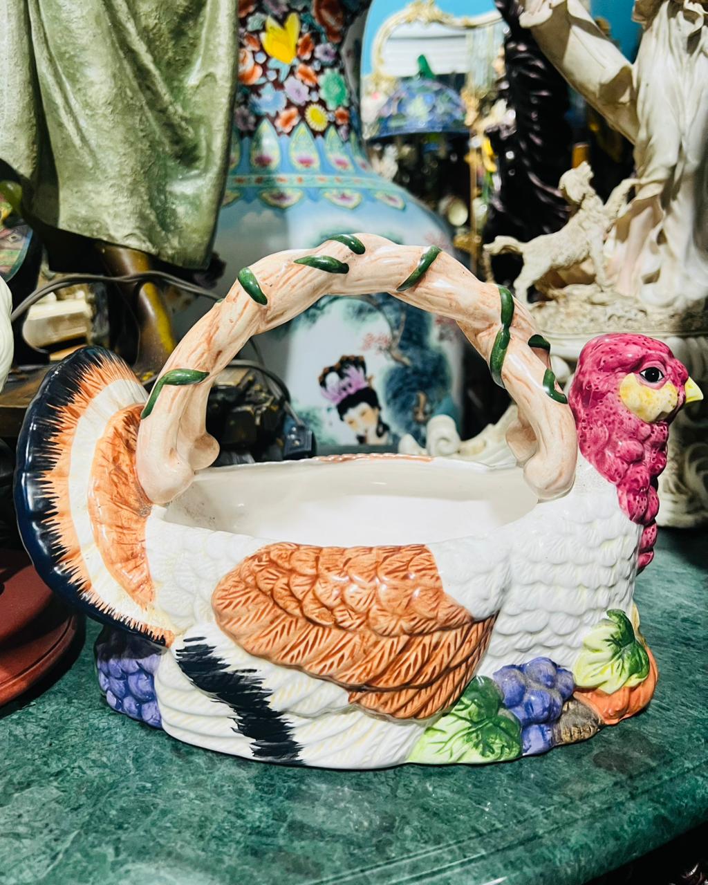 🌺🦃 Canasta de Porcelana en Forma de Pavo – Jay Import Co., 1997🦃🌺