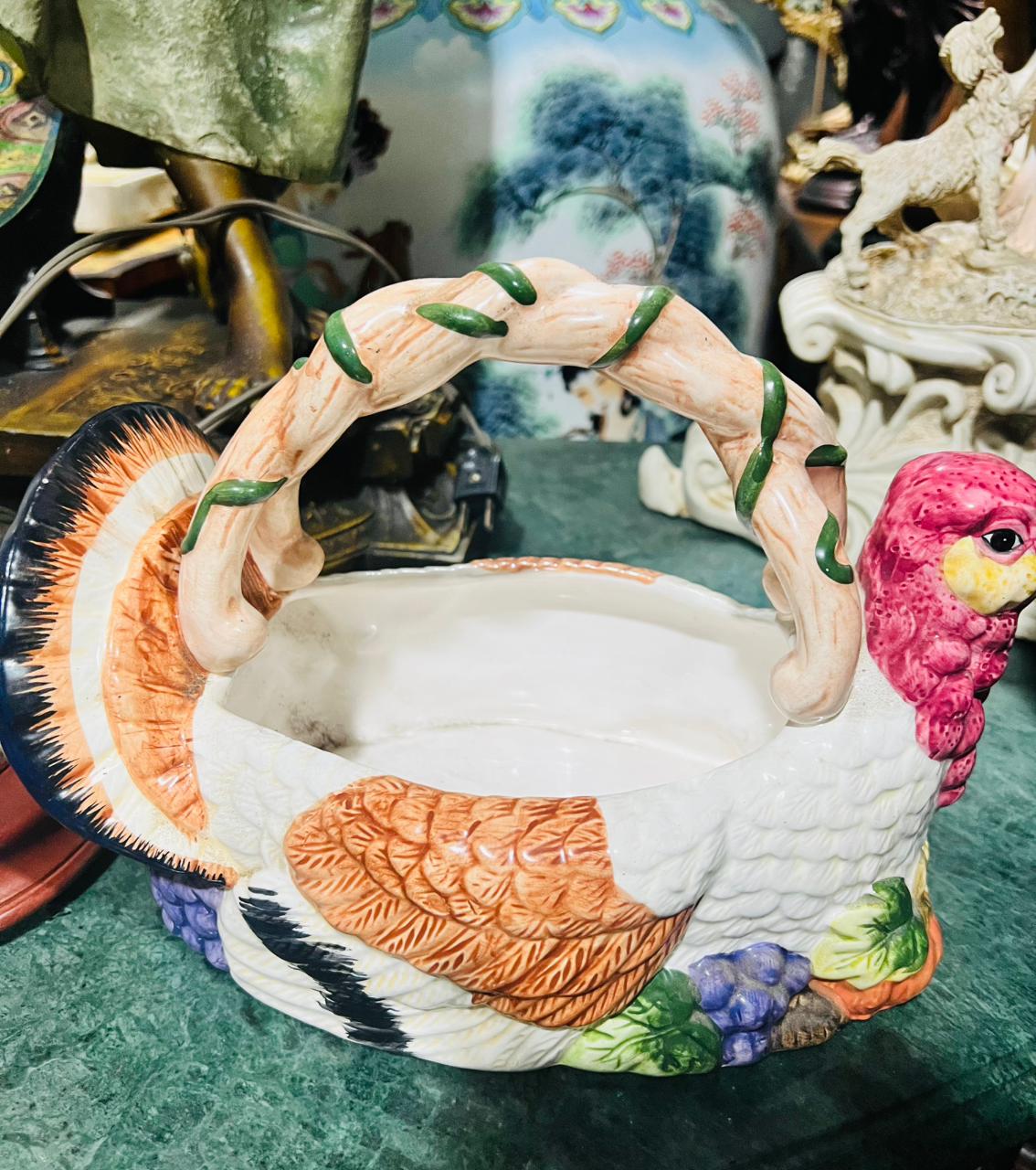 🌺🦃 Canasta de Porcelana en Forma de Pavo – Jay Import Co., 1997🦃🌺