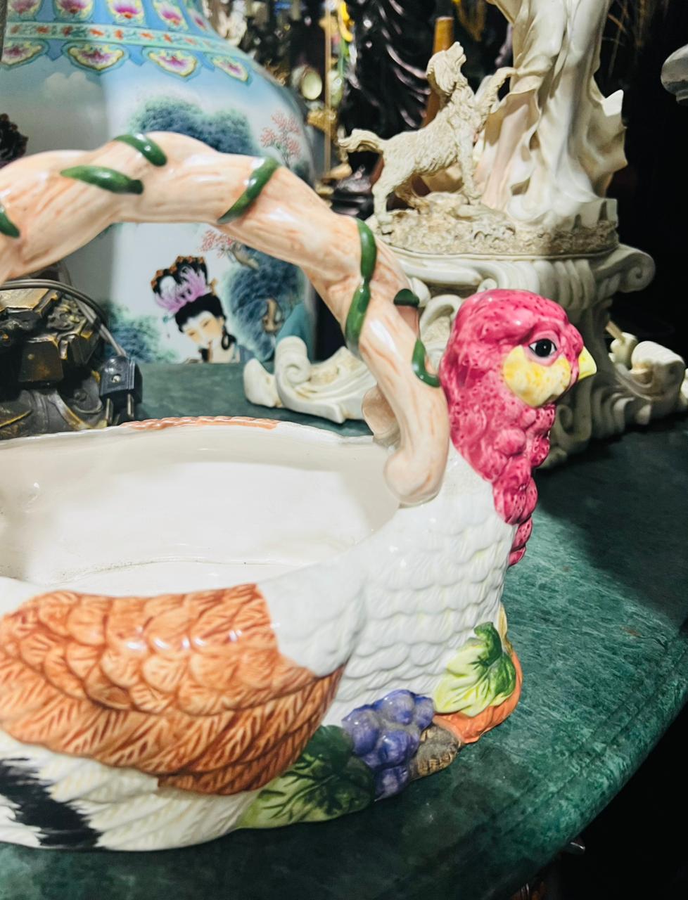 🌺🦃 Canasta de Porcelana en Forma de Pavo – Jay Import Co., 1997🦃🌺