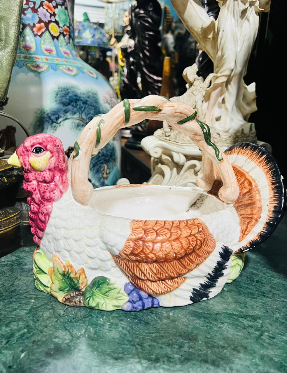 🌺🦃 Canasta de Porcelana en Forma de Pavo – Jay Import Co., 1997🦃🌺