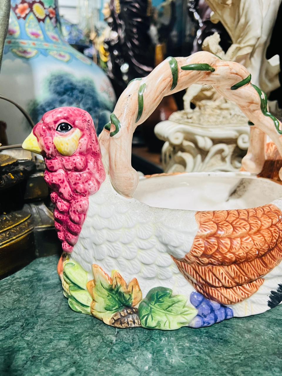 🌺🦃 Canasta de Porcelana en Forma de Pavo – Jay Import Co., 1997🦃🌺