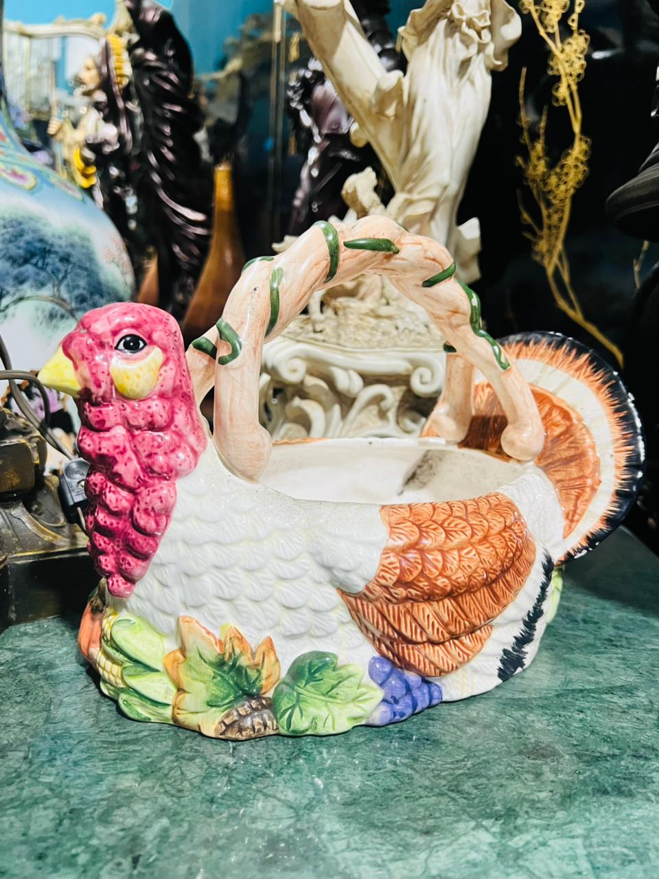 🌺🦃 Canasta de Porcelana en Forma de Pavo – Jay Import Co., 1997🦃🌺