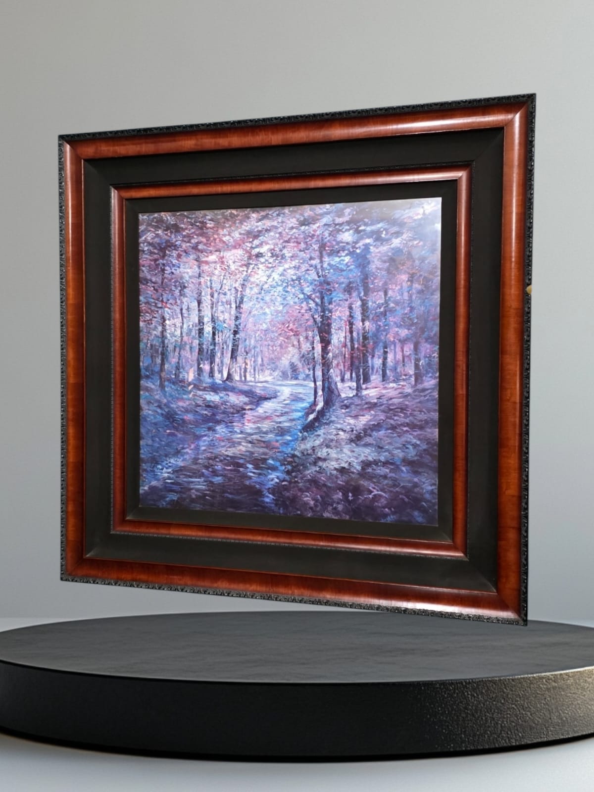 🌺Stunning Hand-Painted Woodland Landscape Painting – 137 x 137 x 4 cm🖌️