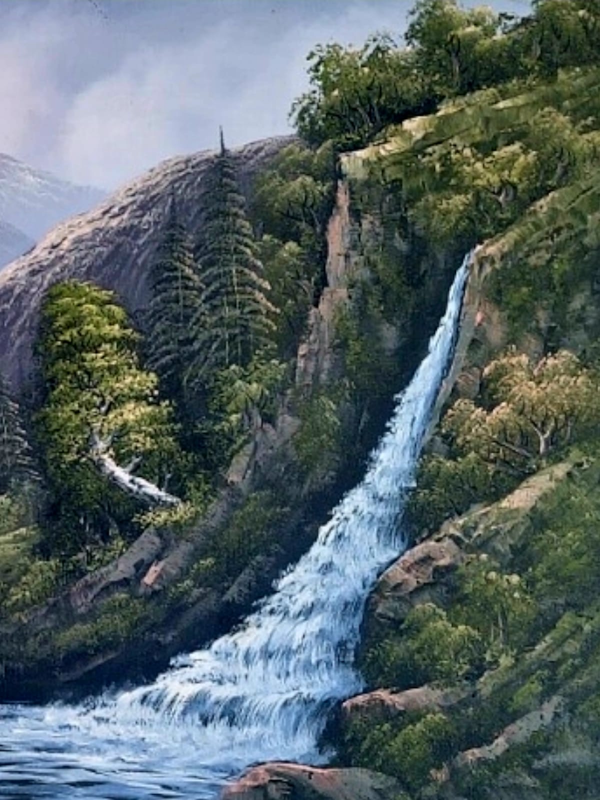 🌺 🖼️ Pintura Original al Oleo – Cabaña entre Montañas y Lago por R. Boren 🖌️🎨