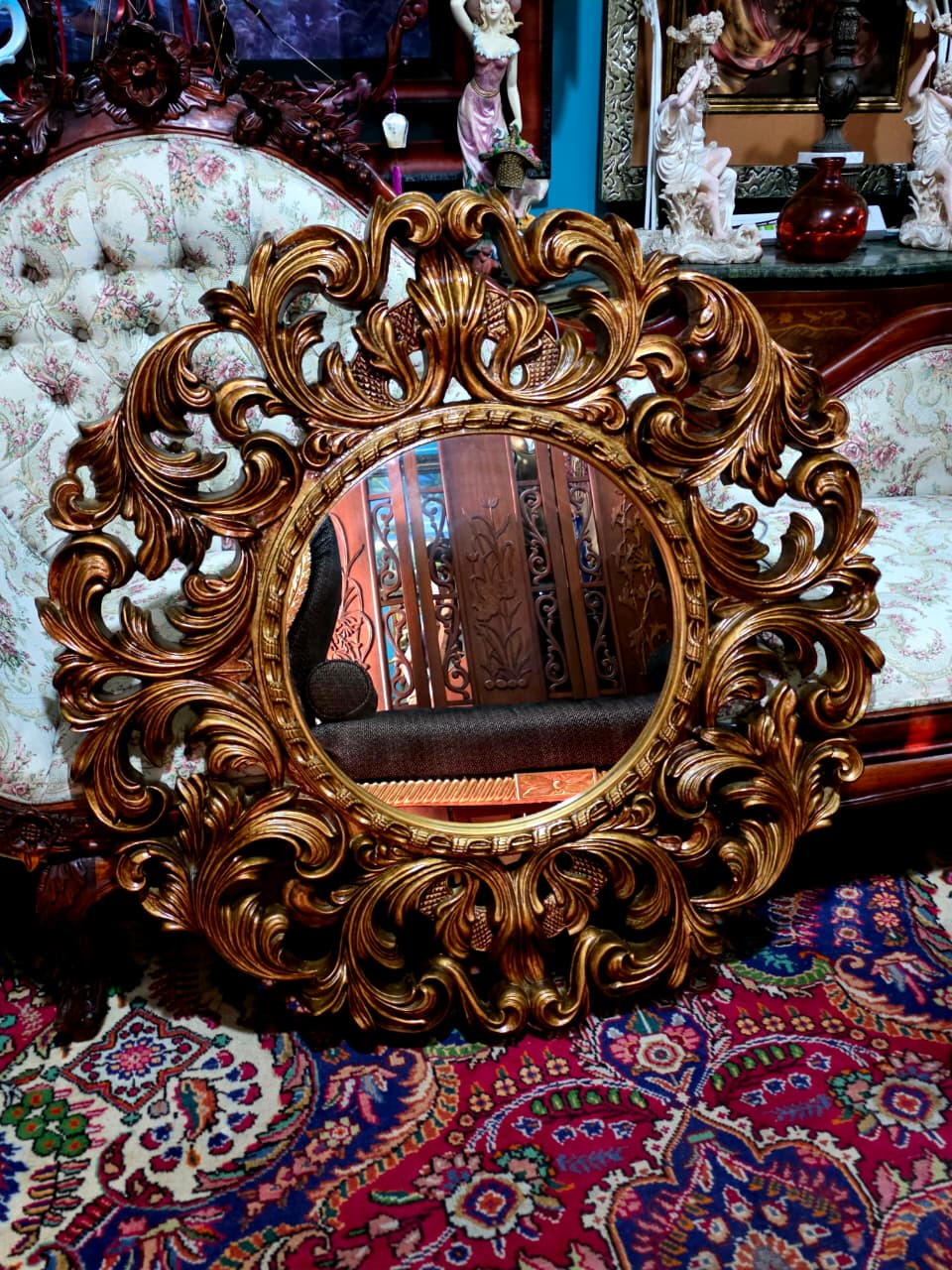 💫Round Circus Style Mirror — Golden Majesty in Resin and Polyurethane💫